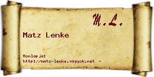 Matz Lenke névjegykártya